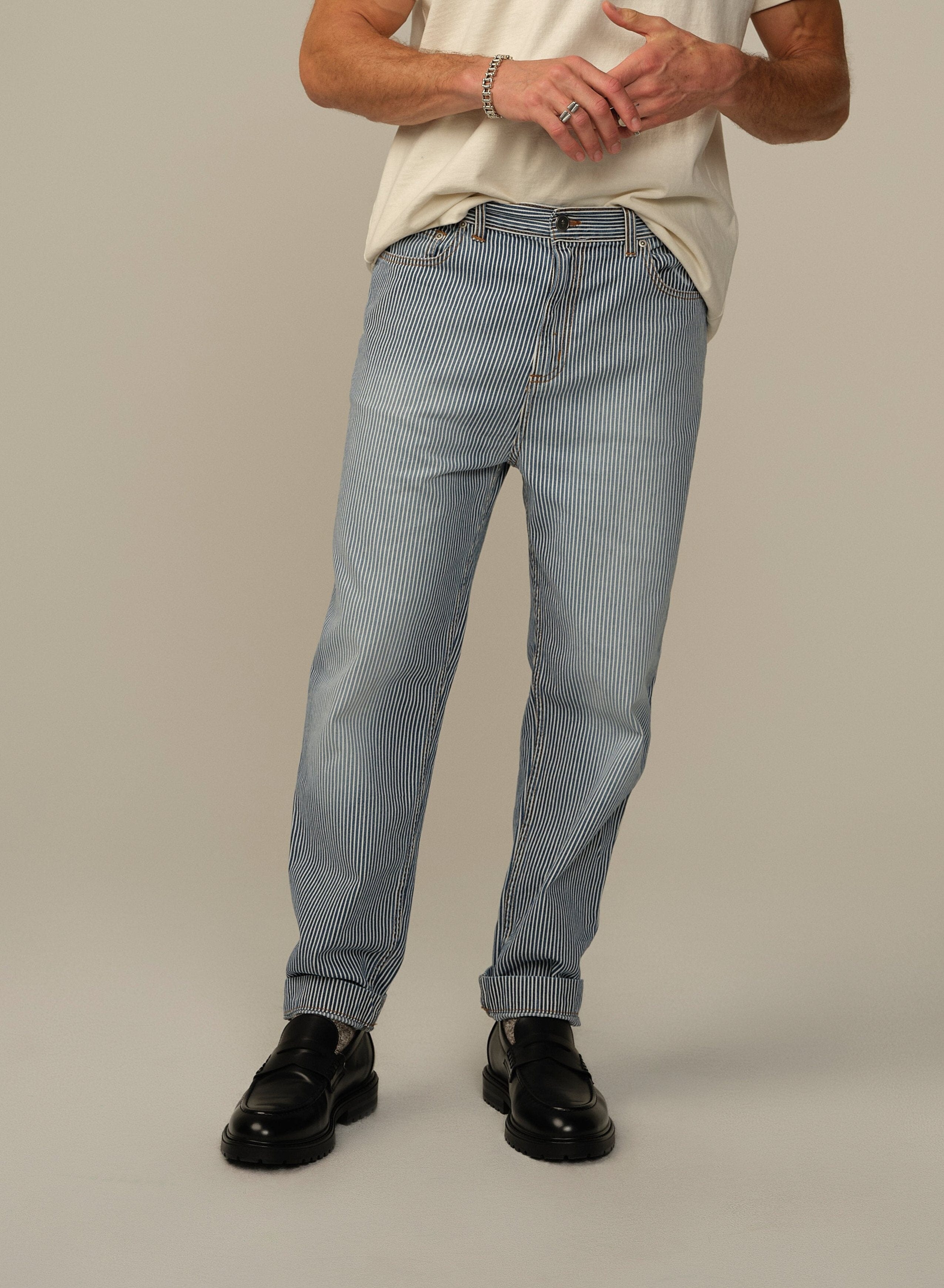 Men's Pilon Japanese Railroad Stripe Denim Jean - Main Image