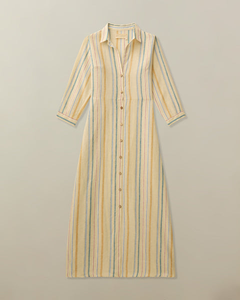 Puglia Dress in Striped Linen
