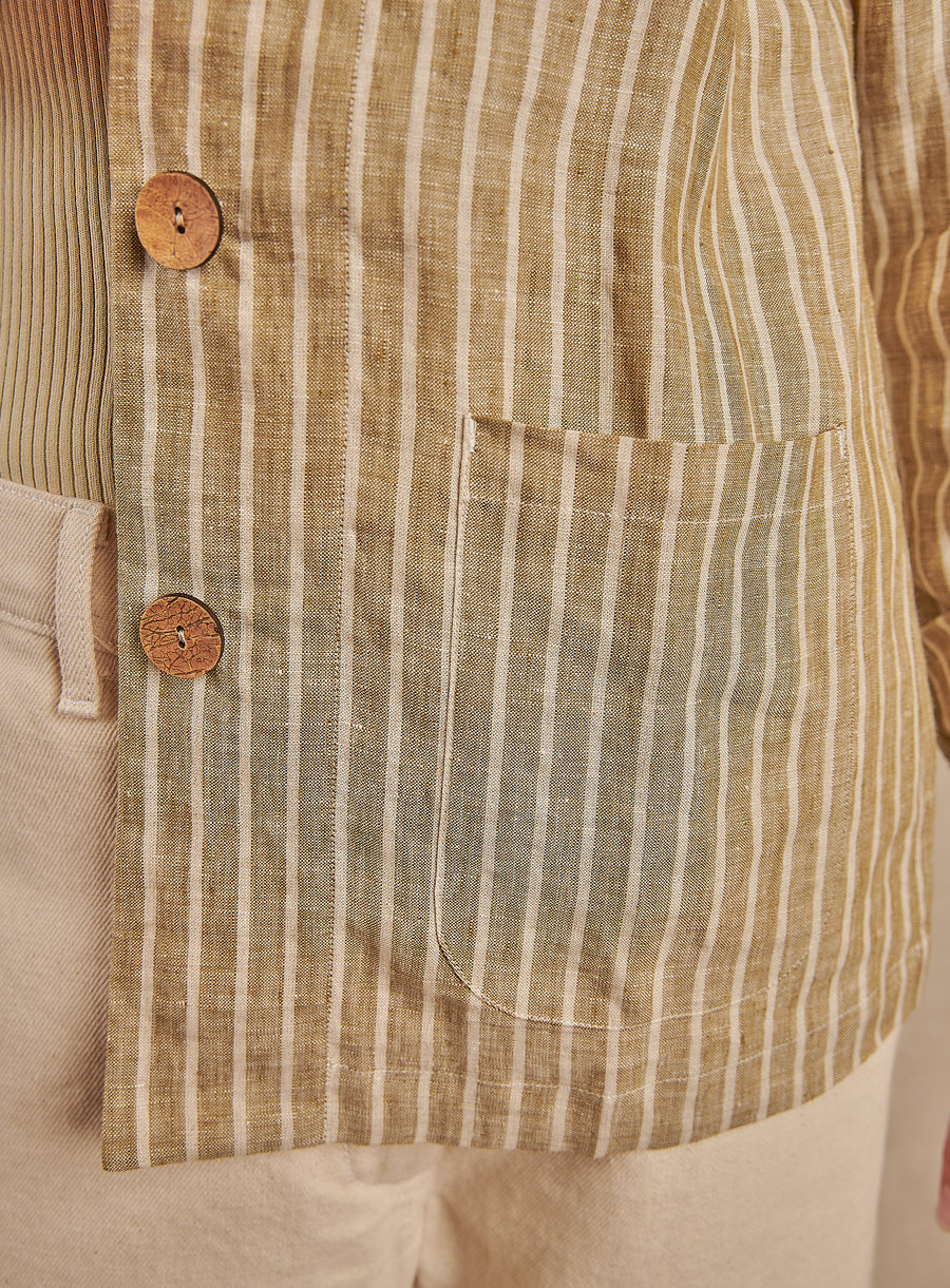 Women's Striped Santos Jacket in Linen - Final Sale
