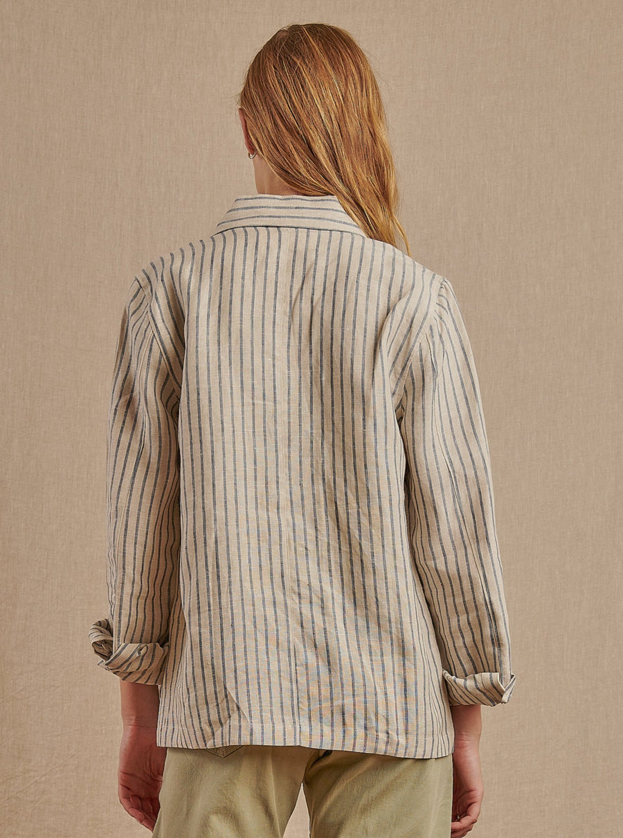 Women's Striped Santos Jacket in Linen - Final Sale